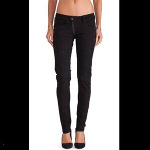 G-Star Lynn Zip Skinny Jeans Black Denim Dark Aged Destroy Low Rise estimated 27